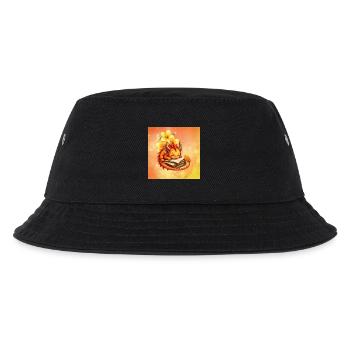 Verschlafener Drache auf geblümtem Buch - Kinder Bucket Hat - Schwarz - Vorne