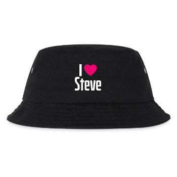 I Love Steve Pinkes Herz Ich liebe Steve - Kinder Bucket Hat - Schwarz - Vorne