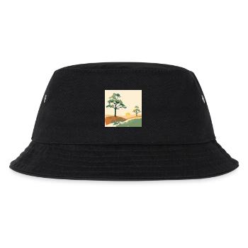 Pastell-Sonnenuntergangsbäume - Kinder Bucket Hat - Schwarz - Vorne