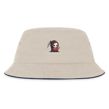 Reading Reaper – Dark Cute Humor - Kids’ Bucket Hat - ecru/navy - Front