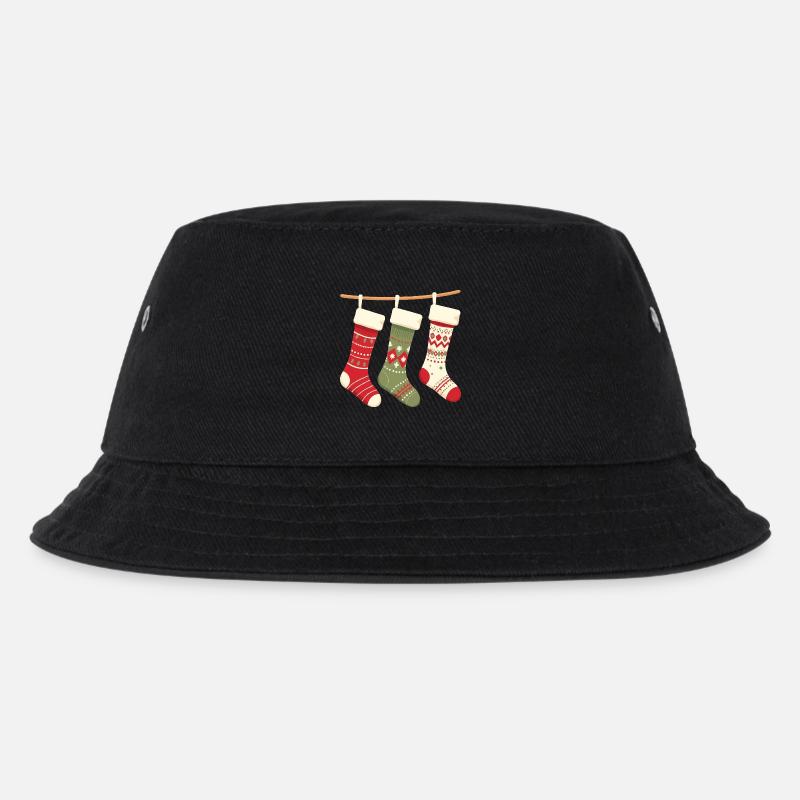 Three Stockings Christmas Pattern - Kids’ Bucket Hat - black