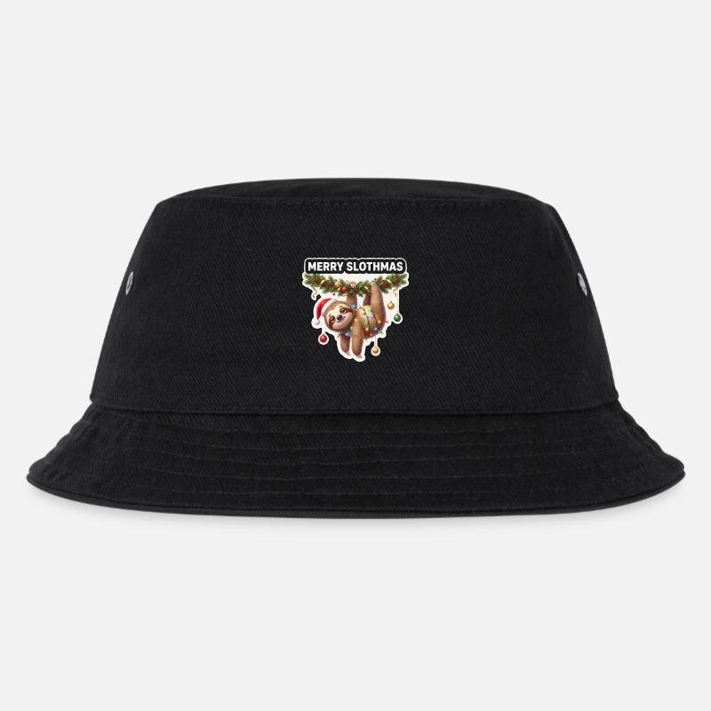 Frohe Slothmas Lichterkette - Kinder Bucket Hat - Schwarz