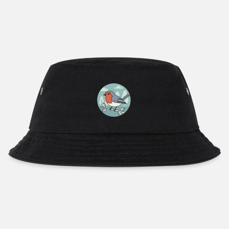 Rotkehlchen - Kinder Bucket Hat - Schwarz