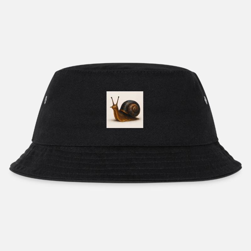 Schnecke mit blauer Schimmerschale - Kinder Bucket Hat - Schwarz