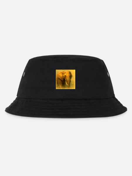 Goldener Elefant im bemalten Stil - Kinder Bucket Hat - Schwarz