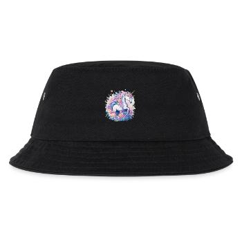 Pastell-Unicorn mit Blumenkronenring - Kinder Bucket Hat - Schwarz - Vorne