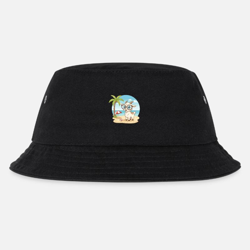 Süße Ziege mit Brille Strandsommerurlaub - Kinder Bucket Hat - Schwarz