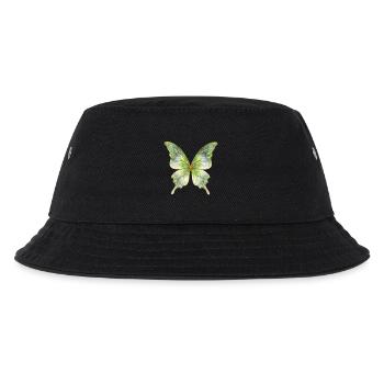 Grüner Aquarellschmetterling Glanz - Kinder Bucket Hat - Schwarz - Vorne