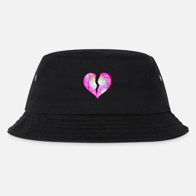 Gebrochenes Rosa Herz - Kinder Bucket Hat - Schwarz