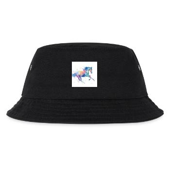 Rainbow Watercolor Gallop Horse - Kids’ Bucket Hat - black - Front