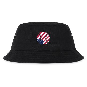 USA Patriotic Softball American Flag Sports Kunst - Kinder Bucket Hat - Schwarz - Vorne