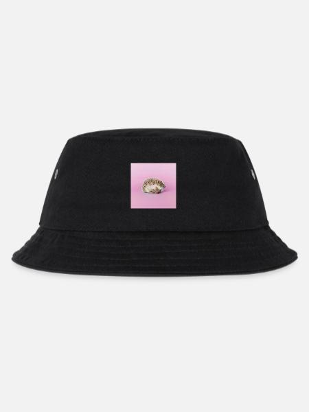 Schlafender Igel auf blassrosa Hintergrund - Kinder Bucket Hat - Schwarz