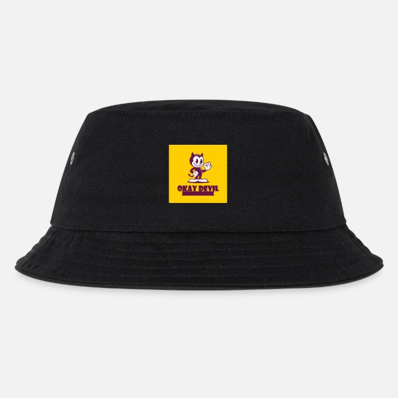 Okay Devil-Maskottchen auf Gelb - Kinder Bucket Hat - Schwarz