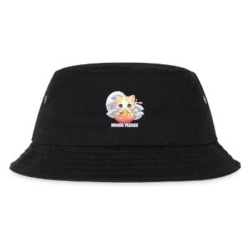 Japan Katze Ramen Nudel Retro Welle Motiv - Kinder Bucket Hat - Schwarz - Vorne