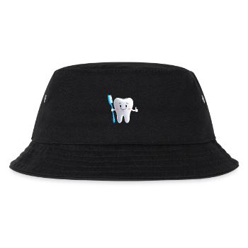 Lächelnder Zahn mit Zahnbürste - Kinder Bucket Hat - Schwarz - Vorne