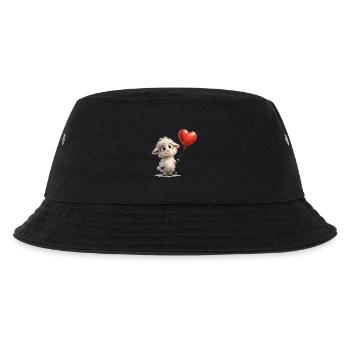 Lamm mit Herzballon - Kinder Bucket Hat - Schwarz - Vorne