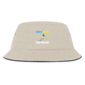 Biathlon Schweden Silhouette blau gelb - Kinder Bucket Hat - Natur/Navy - Vorne