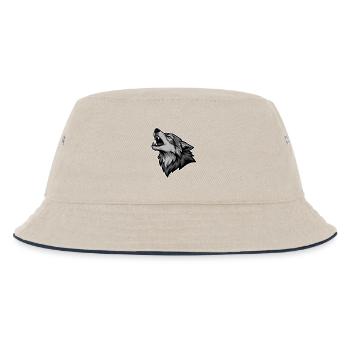 Loup Gris Hurlant Lune Sauvage Logo Wolf - Bob Enfant - blanc cassé/bleu marine - Devant