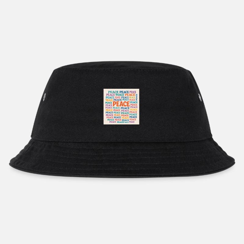 Peace Mosaic Farb-Typo Muster - Kinder Bucket Hat - Schwarz