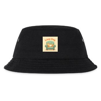 Faule Katze auf dem Sessel - Kinder Bucket Hat - Schwarz - Vorne