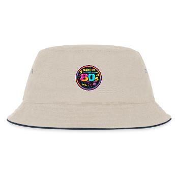 80s Neon Nostalgia Sticker - Kids’ Bucket Hat - ecru/navy - Front
