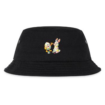 Lustiges Osterei bemalt fröhlichen Osterhasen - Kinder Bucket Hat - Schwarz - Vorne