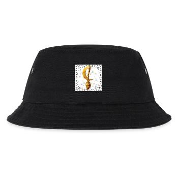 Goldener Besen und Magischer Mond - Kinder Bucket Hat - Schwarz - Vorne