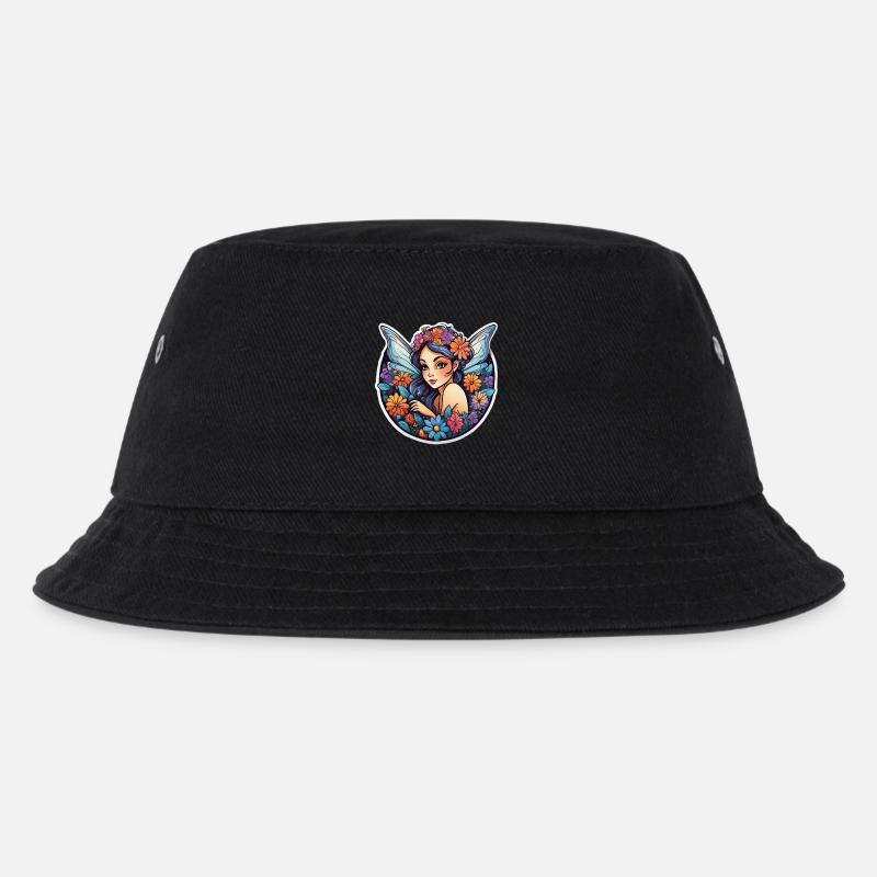 Winged Floral Fairyland - Kids’ Bucket Hat - black