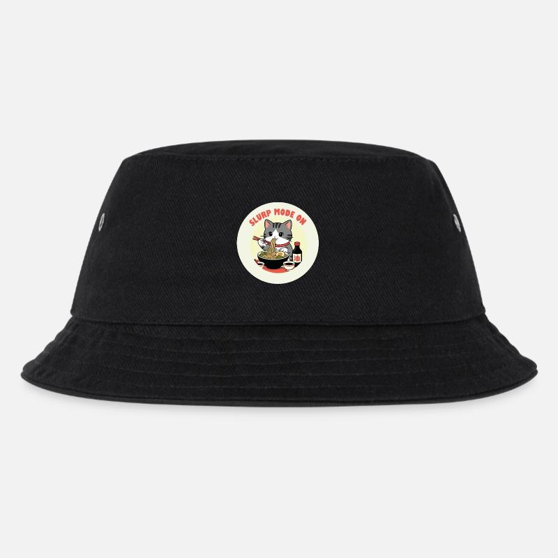Kätzchen, das Ramen-Schlürf-Modus frisst - Kinder Bucket Hat - Schwarz