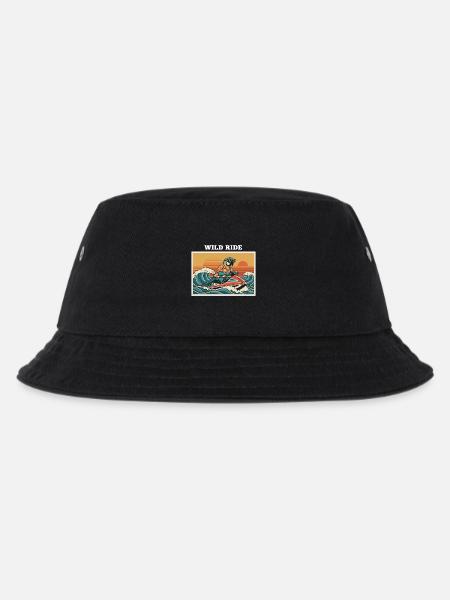 Retro Jet Ski Parrot "Wild Ride" - Kinder Bucket Hat - Schwarz