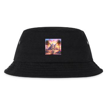 Pharao-Katze bei Sonnenuntergang - Kinder Bucket Hat - Schwarz - Vorne