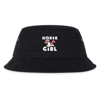 Niedliches Pony Pferde Mädchen - Kinder Bucket Hat - Schwarz - Vorne