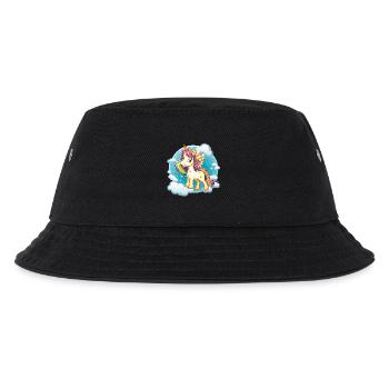Regenbogen Einhorn Wolkenzauber - Kinder Bucket Hat - Schwarz - Vorne