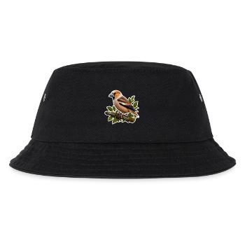 Edler Kernbeißer Sticker – Detailreiche Natur-Illu - Kinder Bucket Hat - Schwarz - Vorne