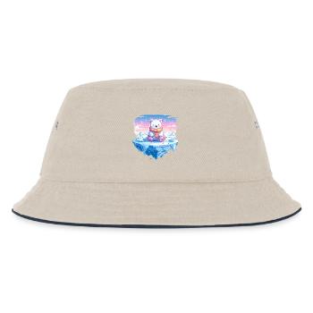 Polarlicht-Bär auf Eis - Kinder Bucket Hat - Natur/Navy - Vorne