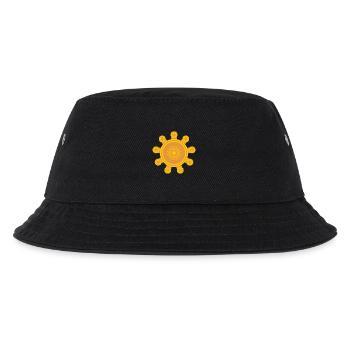 Zentrale orangefarbene Mandala-Sonne - Kinder Bucket Hat - Schwarz - Vorne