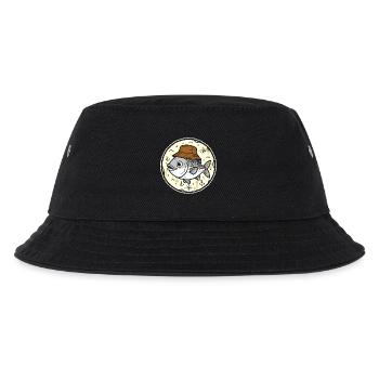 Fisch mit Hut im Nautik-Rundlogo - Kinder Bucket Hat - Schwarz - Vorne