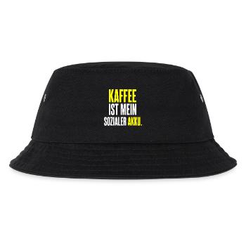 Kaffee ist mein sozialer Akku - Kinder Bucket Hat - Schwarz - Vorne