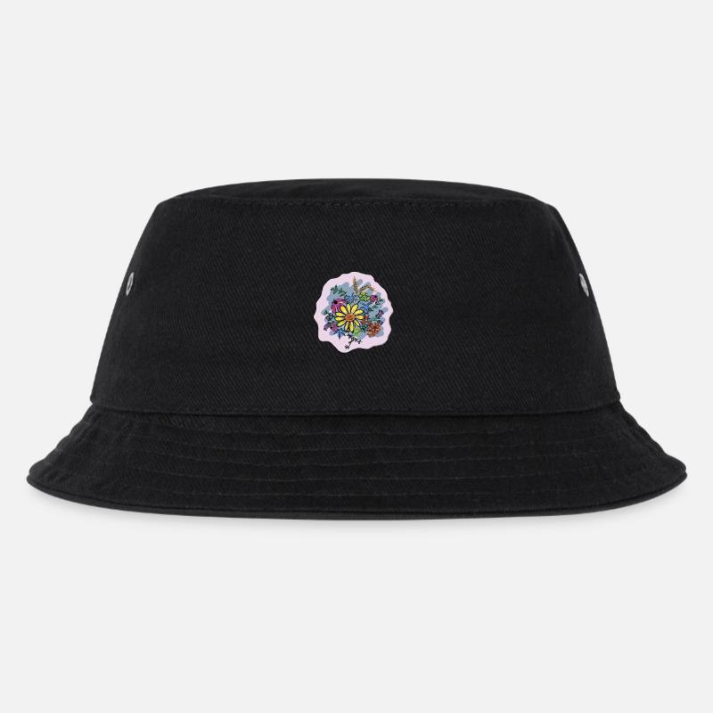Buntes Blumenbouquet Illustration - Kinder Bucket Hat - Schwarz