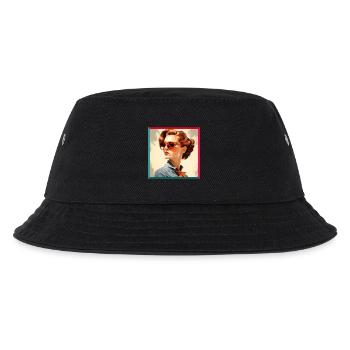 Retro Woman in Orange Eyeglasses - Kids’ Bucket Hat - black - Front
