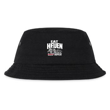 Traktor im Feld – Essen Schlafen Heuen Wiederholen - Kinder Bucket Hat - Schwarz - Vorne