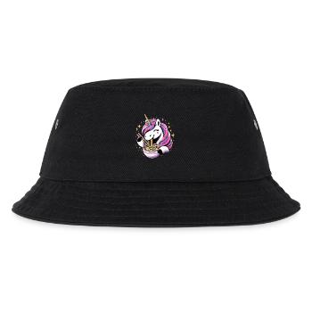 Happy Kawaii Unicorn Eating Ramen Noodles - Kids’ Bucket Hat - black - Front