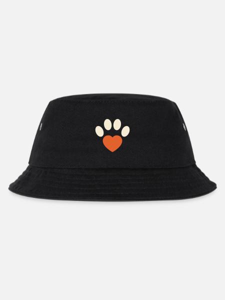 Dog Paw Heart - Dog Love Dog Mom Gift - Kids’ Bucket Hat - black