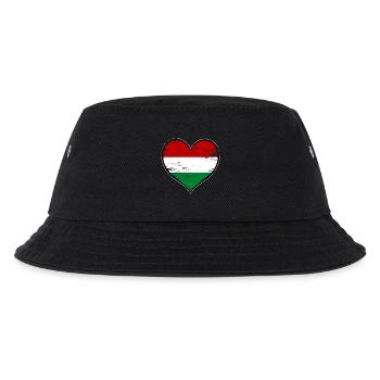 Ungarn Herzflagge used - Kinder Bucket Hat - Schwarz - Vorne