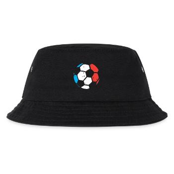 WM Ball mit Frankreich Flagge für Fußballfans - Kinder Bucket Hat - Schwarz - Vorne