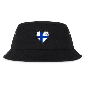 Finland heart flag used - Kids’ Bucket Hat - black - Front