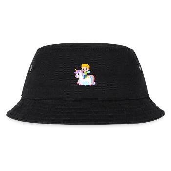 Little Boy on Unicorn – Kawaii Comic Character - Kids’ Bucket Hat - black - Front