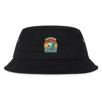 Unicorn Retro Sonnenuntergang Meme Mir egal - Kinder Bucket Hat - Schwarz - Vorne