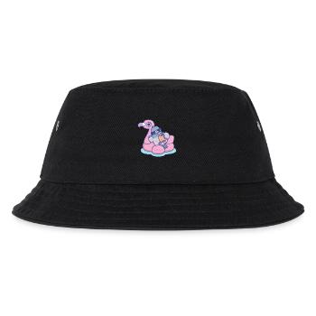 Funny Pigeon With Sunglasses Chilling On Flamingo  - Kids’ Bucket Hat - black - Front