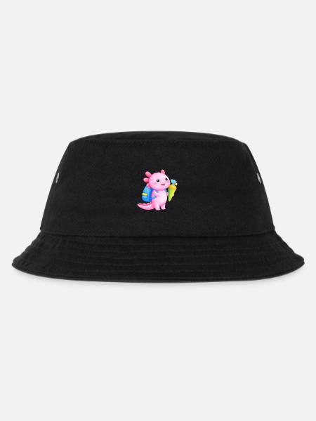 Kawaii Axolotl mit Schultüte – Zur Einschulung - Kinder Bucket Hat - Schwarz